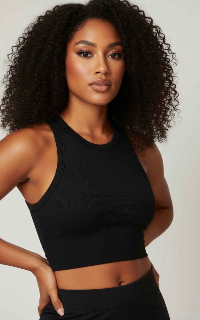 Seamless Ribbed Bralette | Black