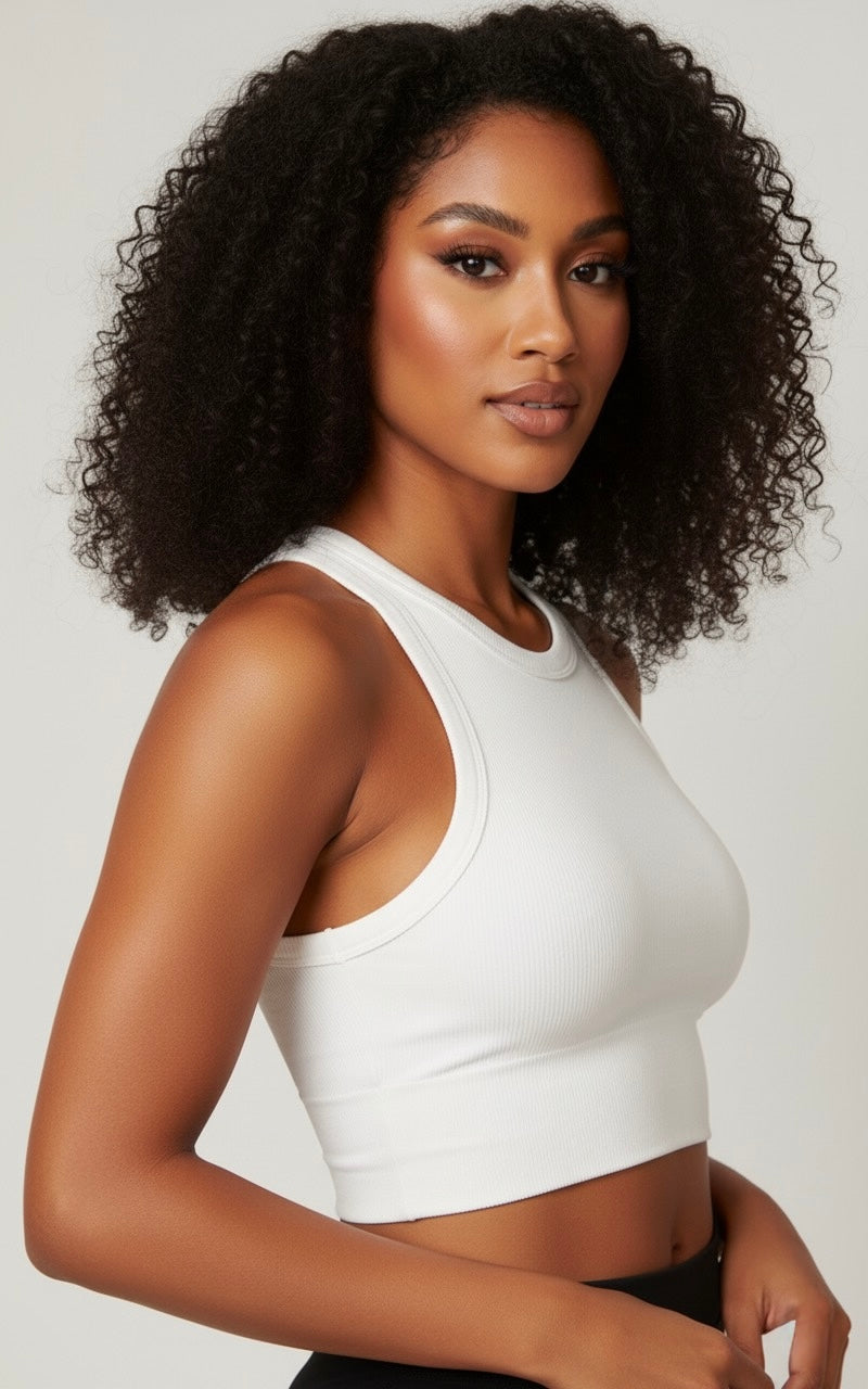 Seamless Ribbed Bralette | White