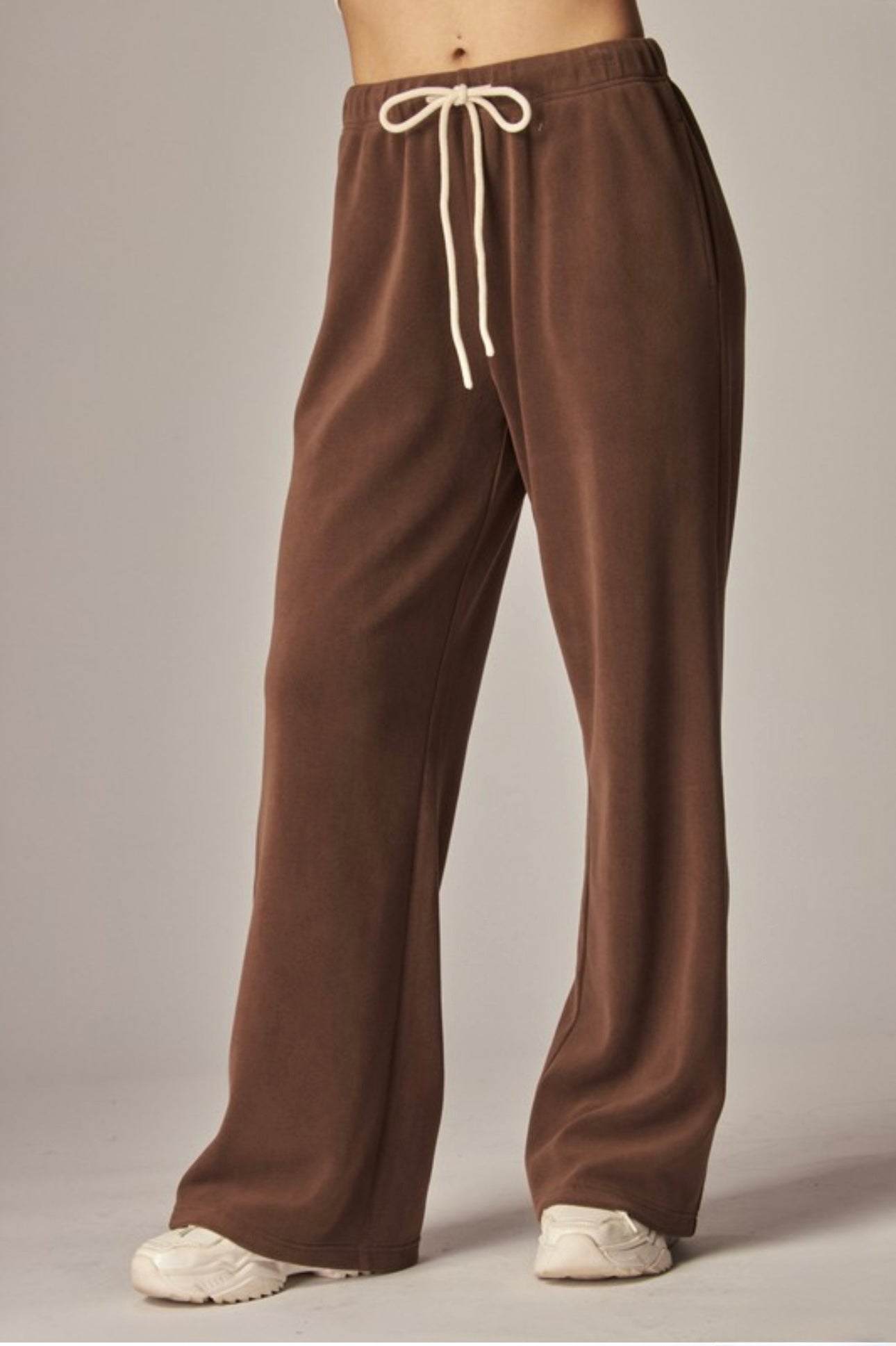 Cozy Soft Premium Fleece Wide Leg Sweatpants |  Espresso