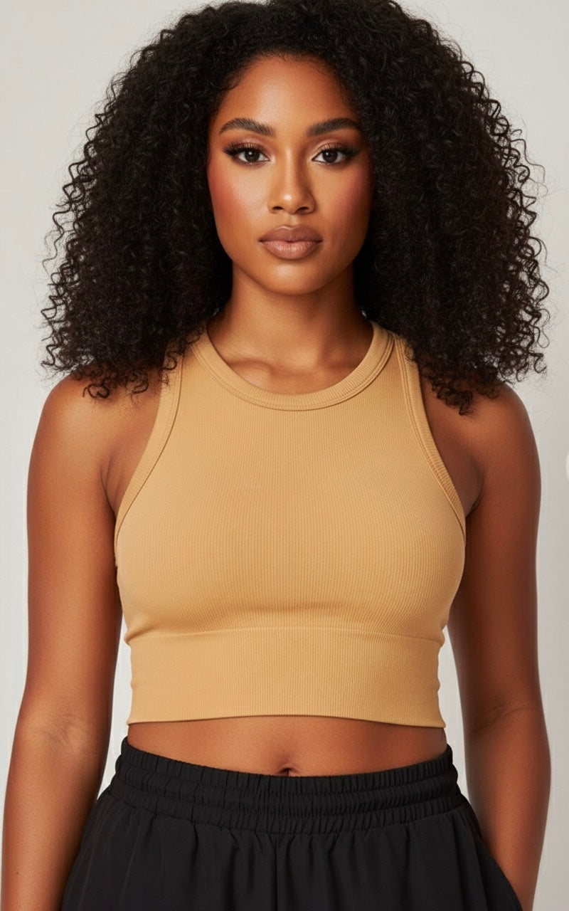 Seamless Ribbed Bralette | Latte
