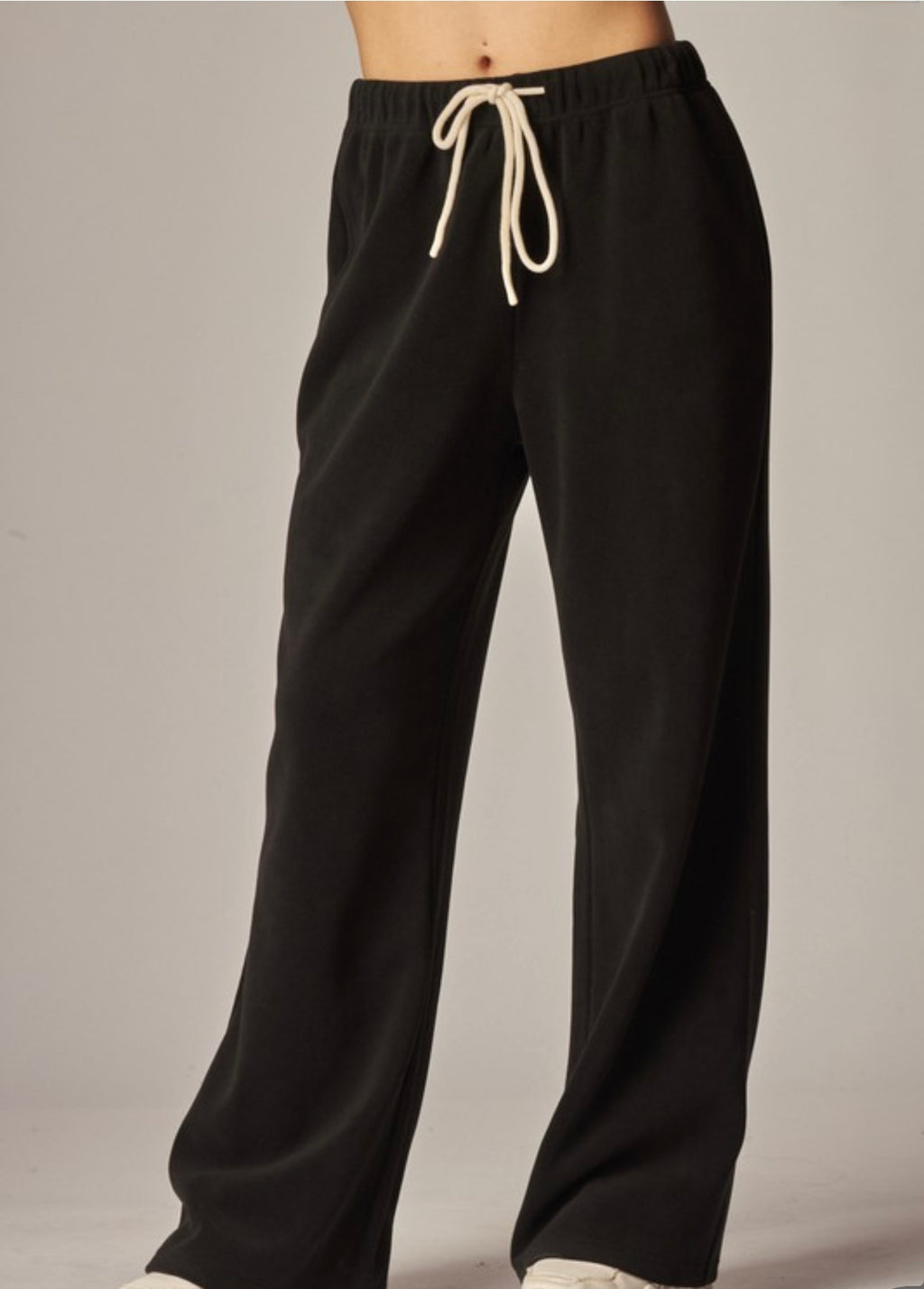 Cozy Soft Premium Fleece Wide Leg Sweatpants| Black