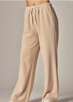 Cozy Soft Premium Fleece Wide Leg Sweatpants| Milk Tea
