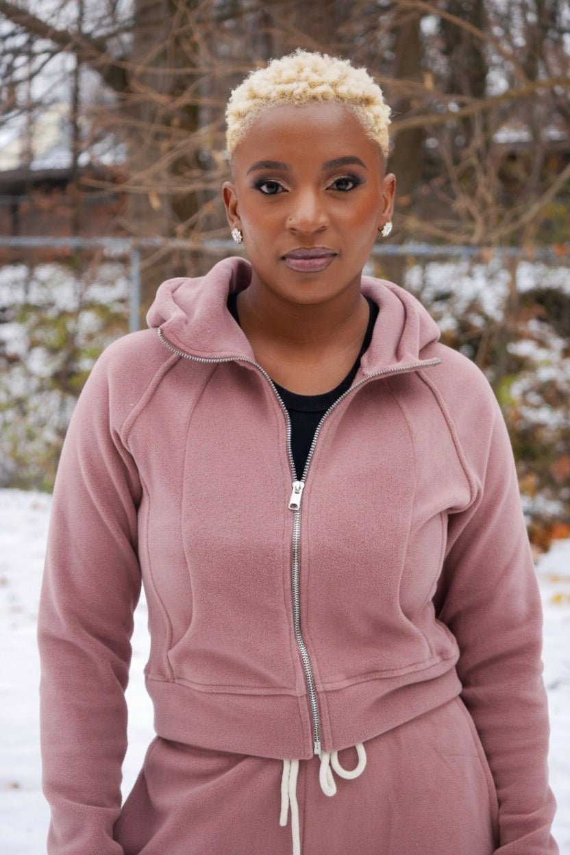 Cozy Soft Premium Fleece Zip Hoodie | Wood Rose